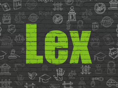 Hukuk kavramı: Lex duvar arka plan üzerinde