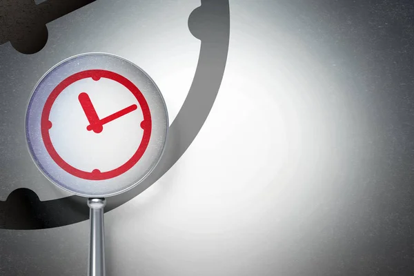 Concetto di tempo: Orologio con vetro ottico su sfondo digitale — Foto Stock