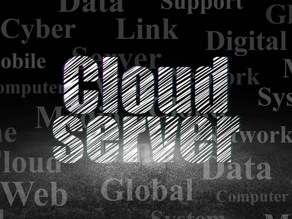 Cloud technology concept: Cloud Server in grunge dark room — Stock Photo, Image