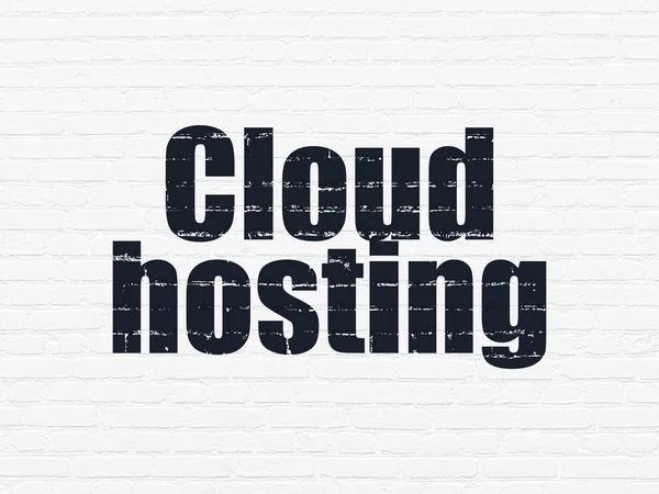Cloud computing koncepce: Cloud Hosting na zeď na pozadí — Stock fotografie