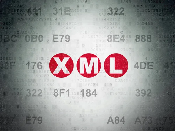 Veritabanı kavramı: Xml dijital veri kağıt arka plan üzerinde — Stok fotoğraf
