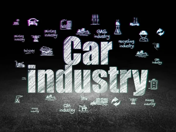 Manufacuring koncept: automobilový průmysl v temné místnosti grunge — Stock fotografie