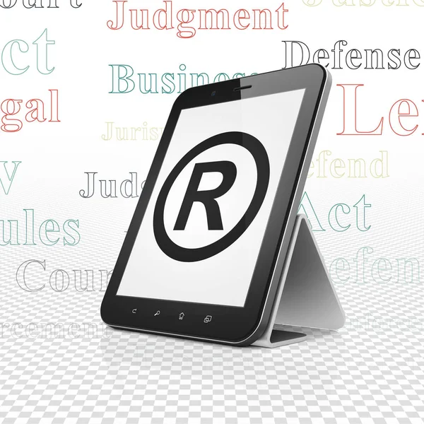 Concepto de ley: Tablet Computer con pantalla registrada — Foto de Stock