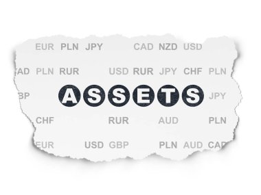 Bankacılık kavramı: varlıkları yırtılmış kağıt arka plan üzerinde