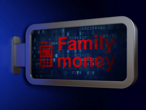 Money concept: Family Money and ATM Machine on billboard background
