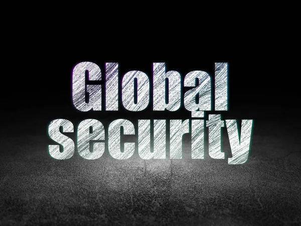 Veiligheidsconcept: Global Security in grunge donkere kamer — Stockfoto