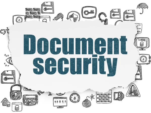 Concepto de seguridad: seguridad de documentos en un fondo de papel roto — Foto de Stock