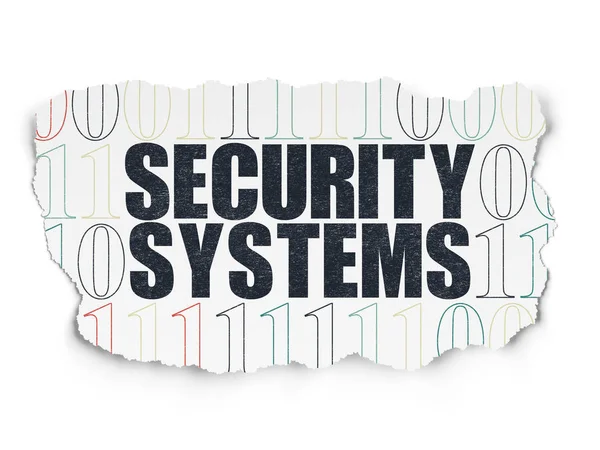 安全コンセプト: 引き裂かれた紙の背景にセキュリティ システム — ストック写真