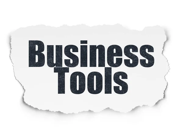 Liiketoimintakonsepti: Business Tools on Torn Paper tausta — kuvapankkivalokuva