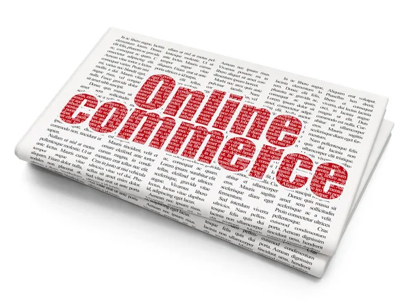 Finance concept: Online Commerce on Newspaper background — Stock Photo, Image
