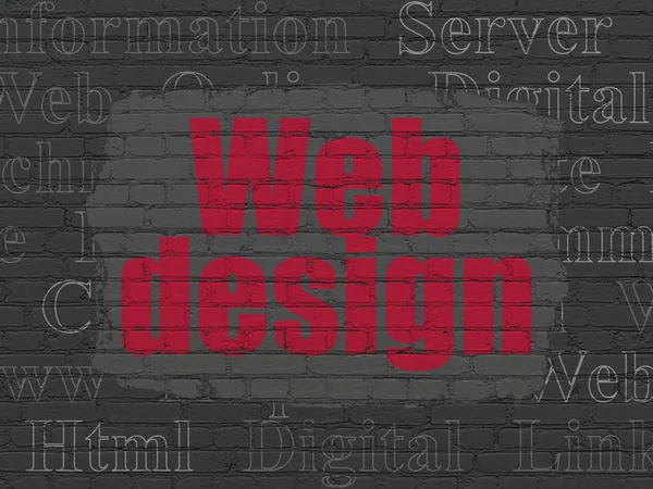 Web ontwerp: webdesign op muur achtergrond — Stockfoto