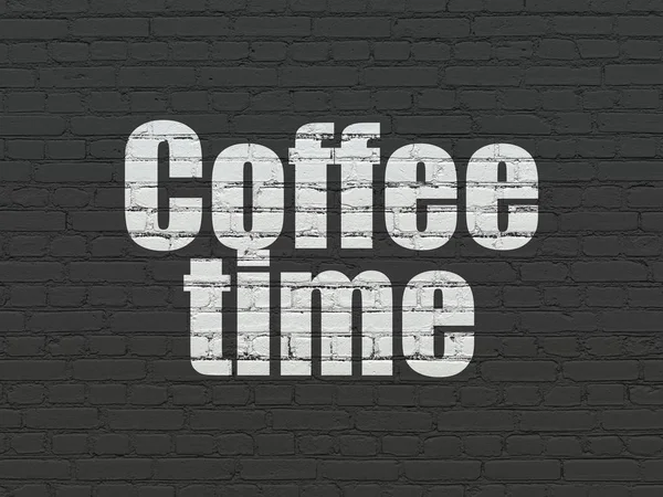 Концепция хронологии: Время кофе на фоне стен — стоковое фото