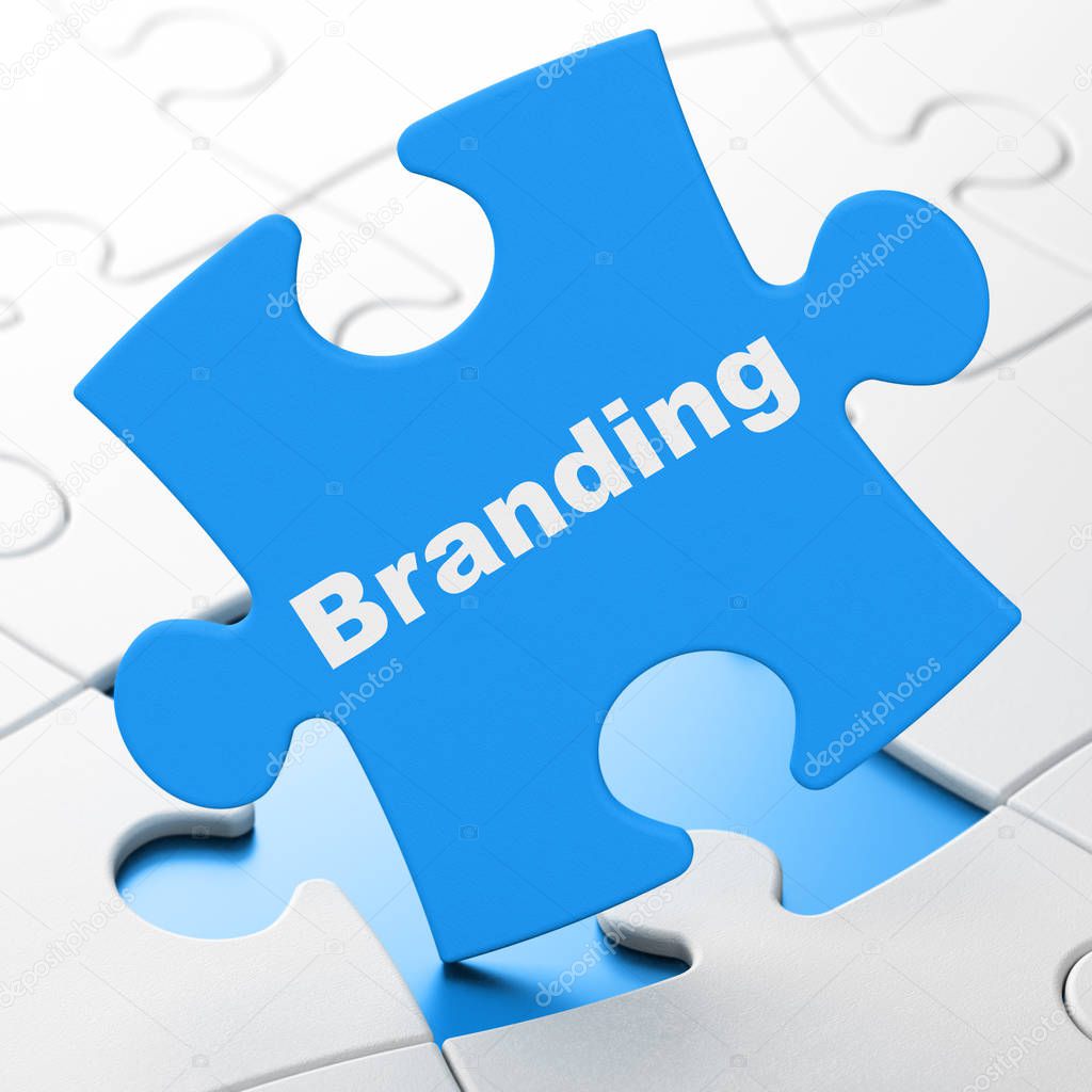 Marketing concept: Branding on puzzle background