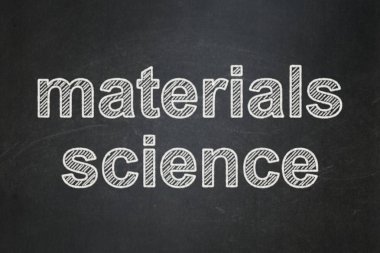 Bilim kavramı: Kara tahta arka plan üzerinde malzeme bilimi