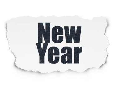 Eğlence, kavram: yeni yıl yırtılmış kağıt arka plan üzerinde