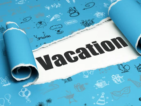 Eğlence, kavram: metin tatil yırtık kağıt altında siyah