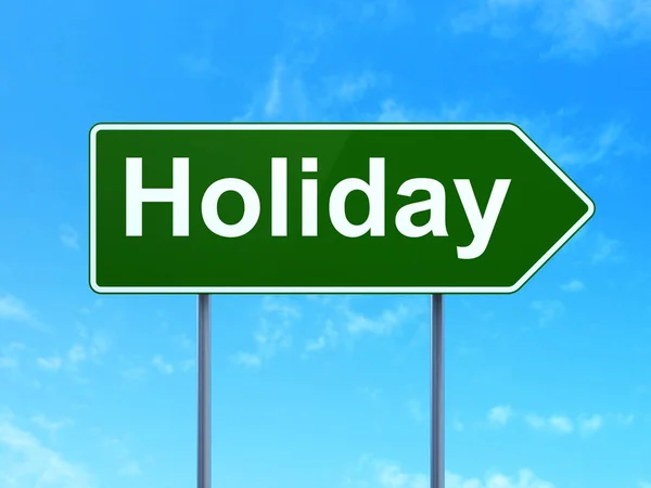 Entertainment, concept: Holiday on road sign background — Stock Photo, Image