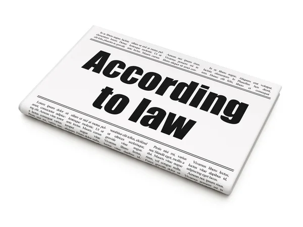 Law concept: newspaper headline According To Law — Stock Photo, Image