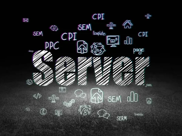 Concetto di Web design: Server in camera oscura grunge — Foto Stock