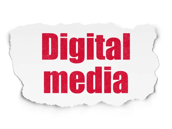 Marketingkonzept: Digitale Medien auf zerrissenem Papier — Stockfoto