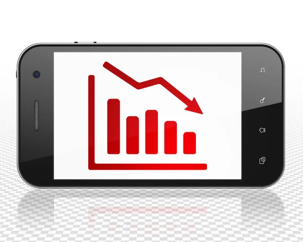 Nieuws-concept: Smartphone met daling grafiek op display — Stockfoto