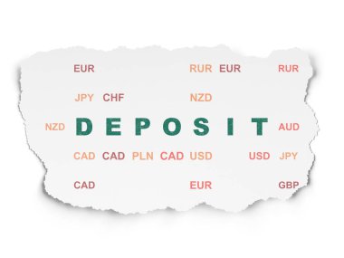 Bankacılık kavramı: para yatırma yırtılmış kağıt arka plan