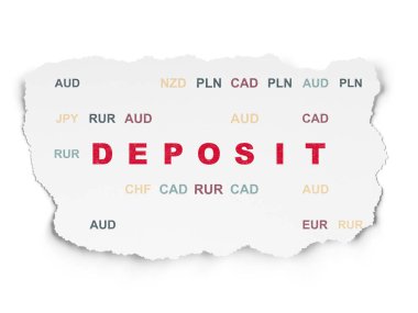 Bankacılık kavramı: para yatırma yırtılmış kağıt arka plan