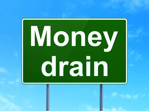 Banking concept: Money Drain on road sign background