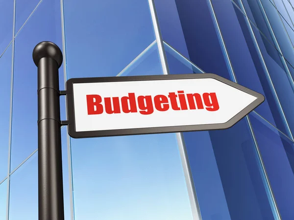 Business concept: firma Budgeting su sfondo Building — Foto Stock
