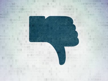 Sosyal ağ kavramı: dijital veri kağıt arka plan üzerinde başparmak aşağı