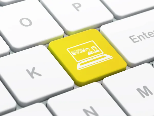 Concetto di notizie: Breaking News On Laptop su sfondo tastiera del computer — Foto Stock
