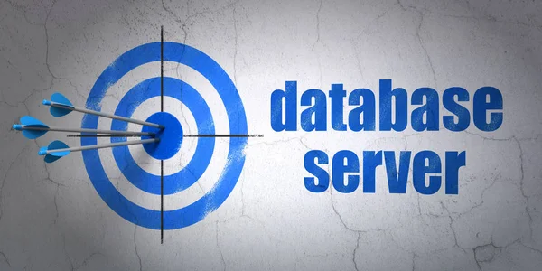 Programming concept: target and Database Server on wall background — Stock Photo, Image