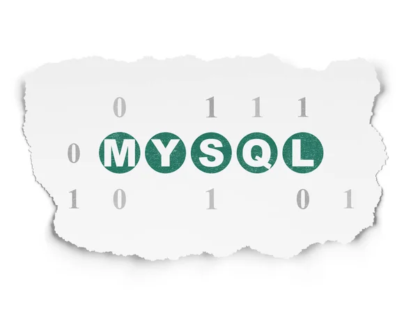 Databas koncept: Mysql på sönderrivet papper bakgrund — Stockfoto