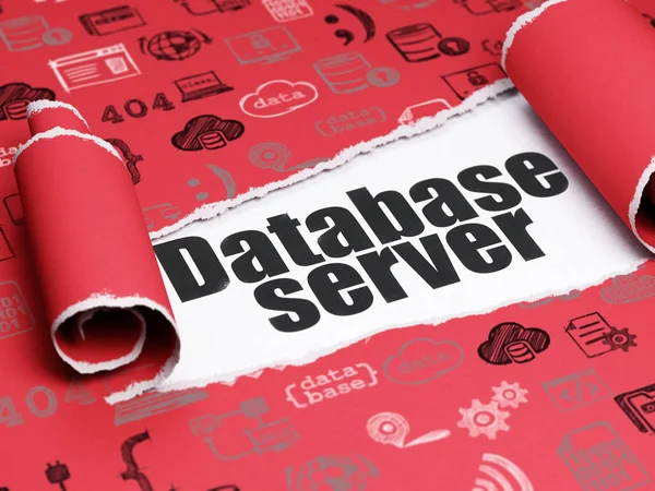 Database concept: zwarte tekst Database Server onder het stuk gescheurd papier — Stockfoto