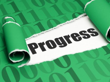 Ekonomi kavramı: metin ilerleme yırtık kağıt altında siyah