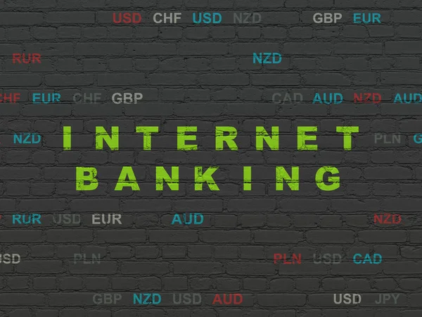 Концепция валюты: Интернет-банкинг на стене — стоковое фото