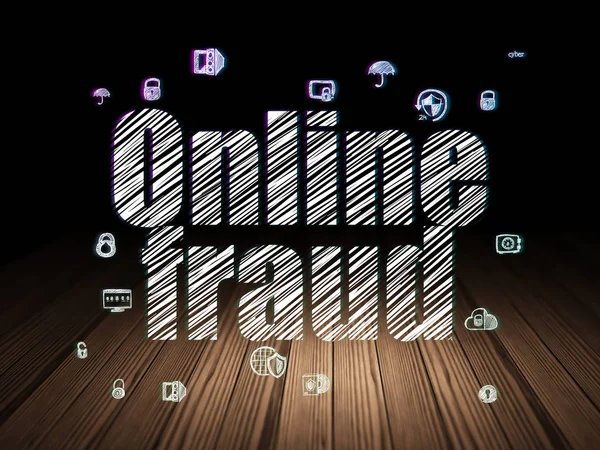 Concepto de privacidad: Fraude en línea en sala oscura grunge —  Fotos de Stock
