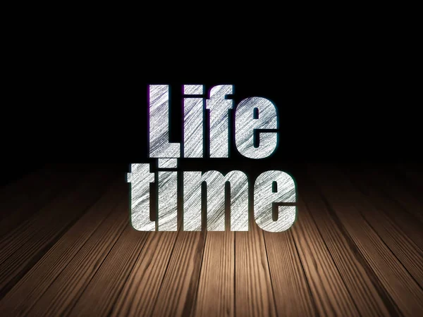 Timeline concept: Life Time in grunge dark room — Stock Photo, Image