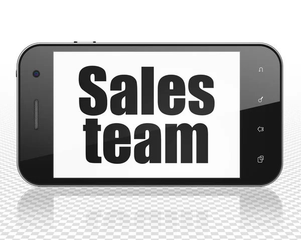 Reklamní koncepce: Smartphone s prodejní tým na displeji — Stock fotografie
