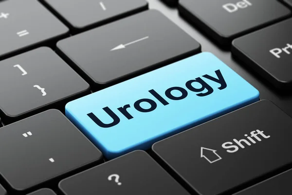 Conceito de saúde: Urologia no fundo do teclado do computador — Fotografia de Stock