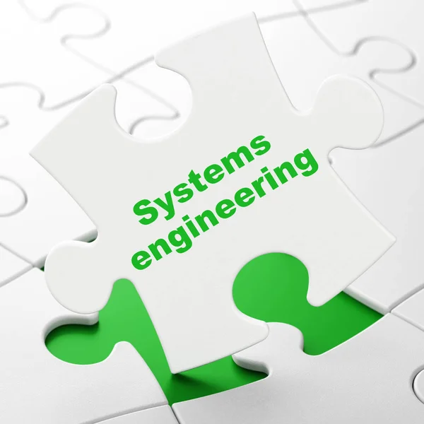 Concepto científico: Ingeniería de sistemas en el fondo del rompecabezas — Foto de Stock