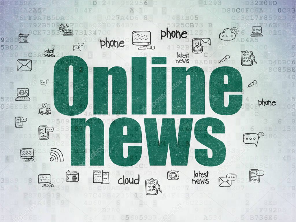 News concept: Online News on Digital Data Paper background