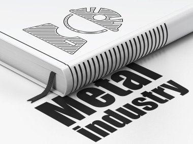 Endüstri kavramı: kitap fabrika işçisi, beyaz zemin üzerine Metal Sanayi