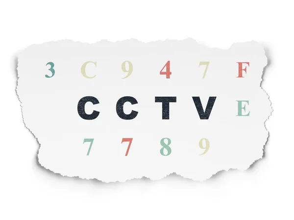 Privatsphäre-Konzept: cctv auf zerrissenem Papier Hintergrund — Stockfoto