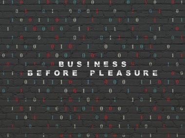 Ekonomi kavramı: duvar arka plan üzerinde zevkten önce iş