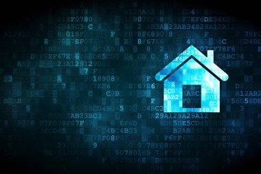 Ekonomi kavramı: dijital arka plan üzerinde ev