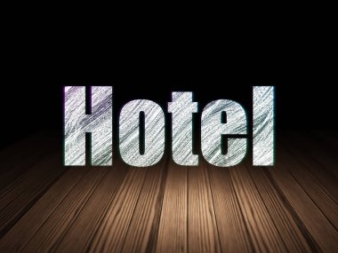Seyahat kavramı: grunge karanlık odada otel