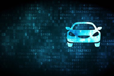 Seyahat kavramı: dijital arka plan üzerinde araba