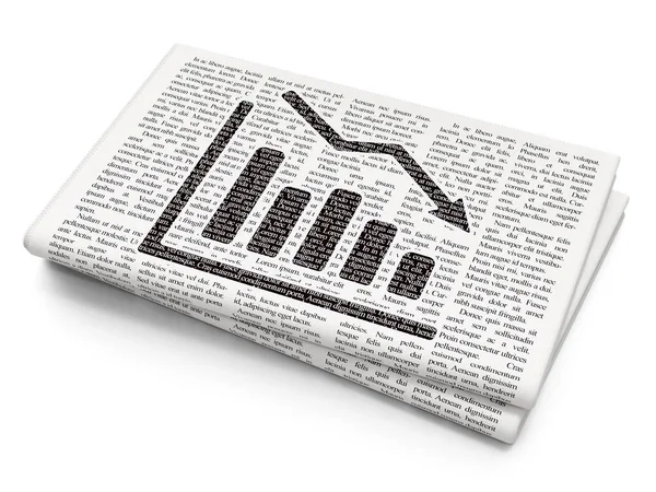 Концепция финансирования: Снижение графика на фоне газет — стоковое фото