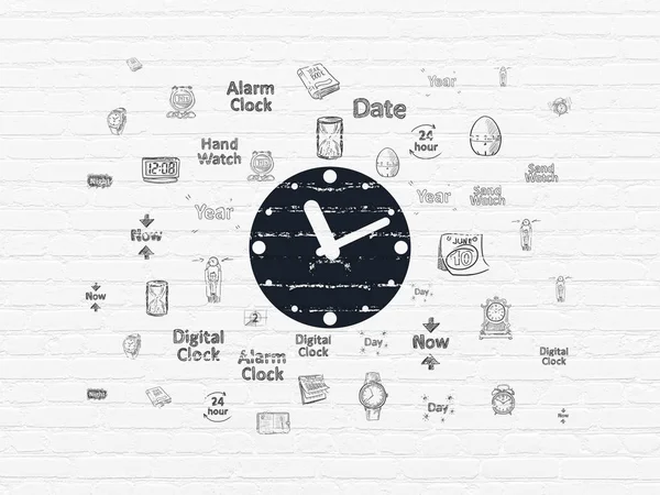 Timeline concept: Clock on wall background — Stock Photo, Image